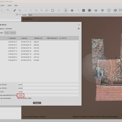 Modélisation 3D par drone, photos, calcul de surface, de volumes d'un bâtiment, d'une maison, Drony Therm Loire, Loire, Montbrison